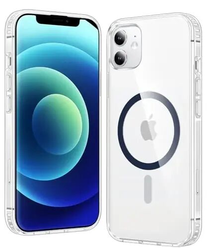 FNTCASE for iPhone 12 Case Clear iPhone 12 Pro Case Compatible with Magsafe | Anti Yellowing, Military Grade Drop Protection, Slim Magnetic Phone Cases, Shockproof Bumper, Transparent Cell Cover 