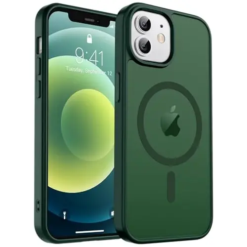 zapica Magnetic for iPhone 12 Case & iPhone 12 Pro Case, [Compatible with MagSafe] [Military Grade Drop Protection] Translucent Matte Shockproof Anti-Scratch Phone Cover, Forest Green 