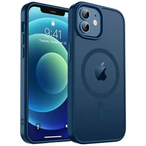 zapica Magnetic for iPhone 12 Case & iPhone 12 Pro Case, [Compatible with MagSafe] [Military Grade Drop Protection] Translucent Matte Shockproof Anti-Scratch Phone Cover, Dark Blue 