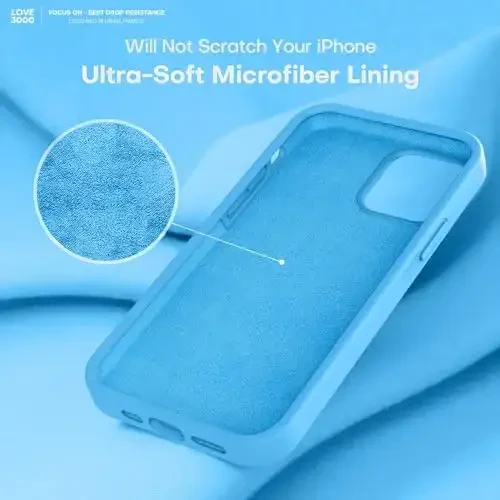 LOVE 3000 Designed for iPhone 12 Case/iPhone 12 Pro Case, Premium Silicone with [Soft Anti-Scratch Microfiber Lining] Shockproof Protective Phone Case for Men Women Girls 6.1