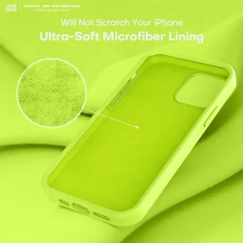 LOVE 3000 Designed for iPhone 12 Case/iPhone 12 Pro Case, Premium Silicone with [Soft Anti-Scratch Microfiber Lining] Shockproof Protective Phone Case for Men Women Girls 6.1