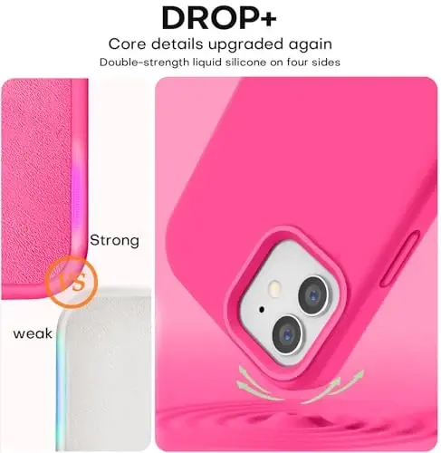 Vooii Compatible with iPhone 12 Case/iPhone 12 Pro Case, Liquid Silicone Upgrade [Soft Anti-Scratch Microfiber Lining] [Shockproof Drop Protection] Phone Case 6.1 inch - Hot Pink - 4