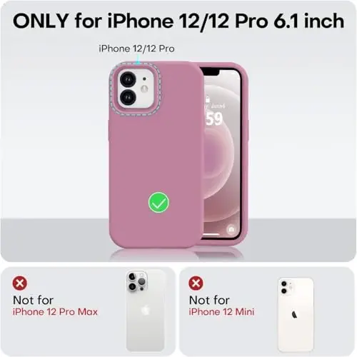 Vooii Compatible with iPhone 12 Case/iPhone 12 Pro Case, Liquid Silicone Upgrade [Soft Anti-Scratch Microfiber Lining] [Shockproof Drop Protection] Phone Case 6.1 inch - Lavender Purple - 5