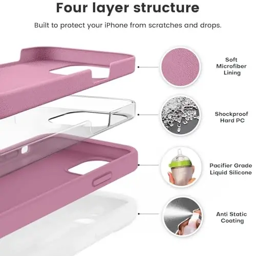 Vooii Compatible with iPhone 12 Case/iPhone 12 Pro Case, Liquid Silicone Upgrade [Soft Anti-Scratch Microfiber Lining] [Shockproof Drop Protection] Phone Case 6.1 inch - Lavender Purple - VOOII (1)