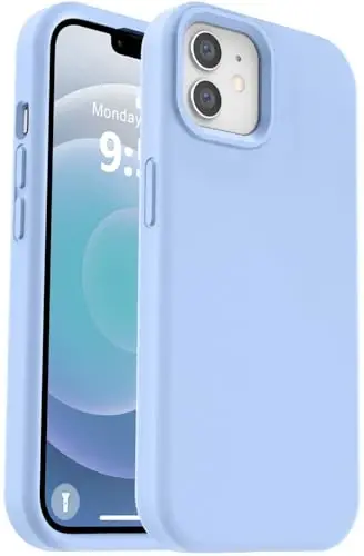 Vooii Compatible with iPhone 12 Case/iPhone 12 Pro Case, Liquid Silicone Upgrade [Soft Anti-Scratch Microfiber Lining] [Shockproof Drop Protection] Phone Case 6.1 inch - Light Blue - 1