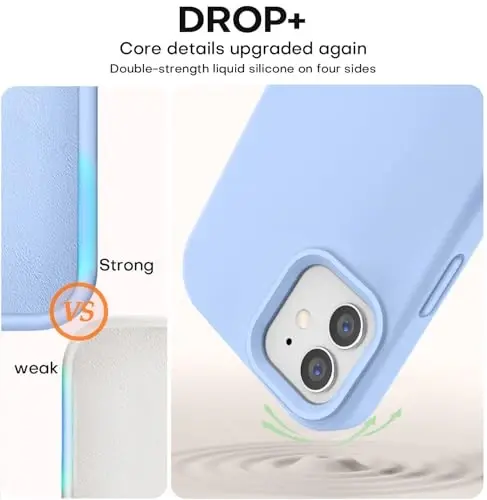Vooii Compatible with iPhone 12 Case/iPhone 12 Pro Case, Liquid Silicone Upgrade [Soft Anti-Scratch Microfiber Lining] [Shockproof Drop Protection] Phone Case 6.1 inch - Light Blue - 4