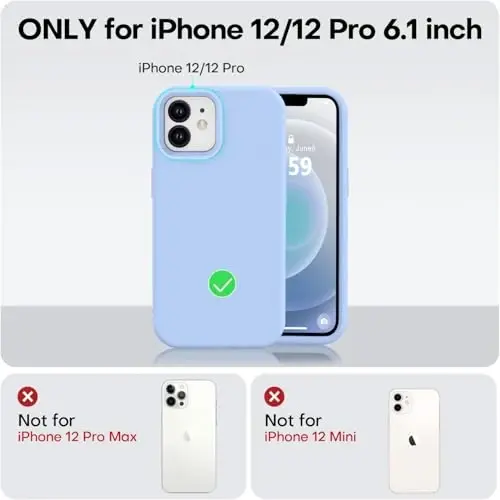Vooii Compatible with iPhone 12 Case/iPhone 12 Pro Case, Liquid Silicone Upgrade [Soft Anti-Scratch Microfiber Lining] [Shockproof Drop Protection] Phone Case 6.1 inch - Light Blue - 5