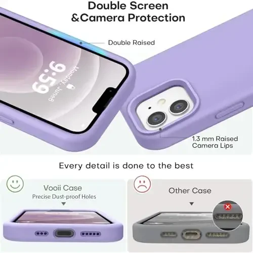 Vooii Compatible with iPhone 12 Case/iPhone 12 Pro Case, Liquid Silicone Upgrade [Soft Anti-Scratch Microfiber Lining] [Shockproof Drop Protection] Phone Case 6.1 inch - Light Purple - 3