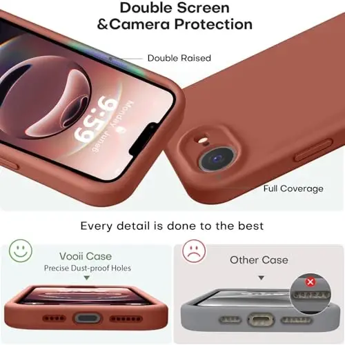 Vooii Compatible with iPhone 17e Case and for iPhone 16e Case, Liquid Silicone Upgrade [Camera Protection] [Soft Anti-Scratch Microfiber Lining] Shockproof Phone Case for iPhone 17e/16e 6.1