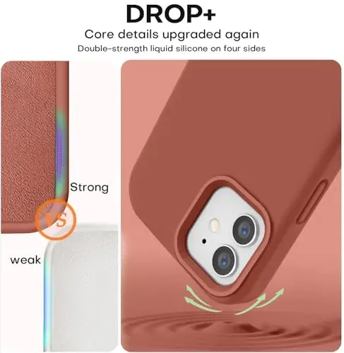 Vooii Compatible with iPhone 12 Case/iPhone 12 Pro Case, Liquid Silicone Upgrade [Soft Anti-Scratch Microfiber Lining] [Shockproof Drop Protection] Phone Case 6.1 inch - Caramel - 4