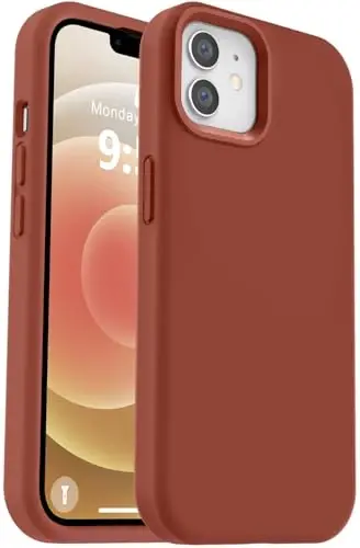 Vooii Compatible with iPhone 12 Case/iPhone 12 Pro Case, Liquid Silicone Upgrade [Soft Anti-Scratch Microfiber Lining] [Shockproof Drop Protection] Phone Case 6.1 inch - Caramel - 1