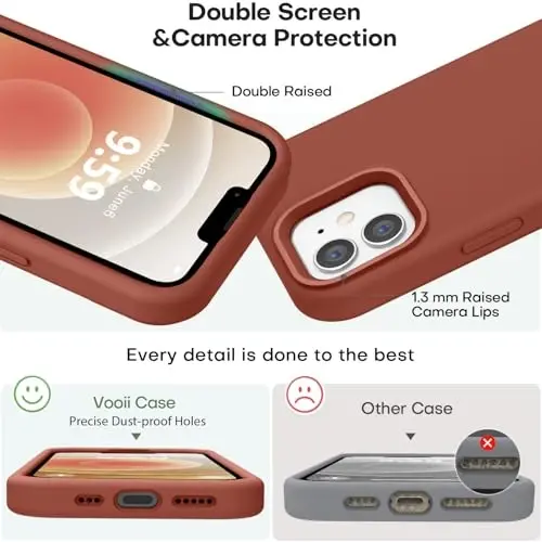 Vooii Compatible with iPhone 12 Case/iPhone 12 Pro Case, Liquid Silicone Upgrade [Soft Anti-Scratch Microfiber Lining] [Shockproof Drop Protection] Phone Case 6.1 inch - Caramel - 3