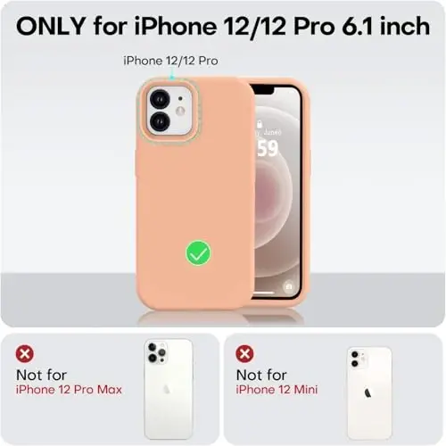 Vooii Compatible with iPhone 12 Case/iPhone 12 Pro Case, Liquid Silicone Upgrade [Soft Anti-Scratch Microfiber Lining] [Shockproof Drop Protection] Phone Case 6.1 inch - Cantaloupe - 5