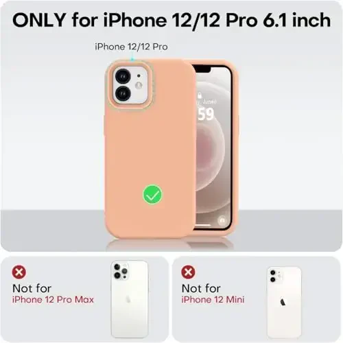 Vooii Compatible with iPhone 12 Case/iPhone 12 Pro Case, Liquid Silicone Upgrade [Soft Anti-Scratch Microfiber Lining] [Shockproof Drop Protection] Phone Case 6.1 inch - Cantaloupe - 5