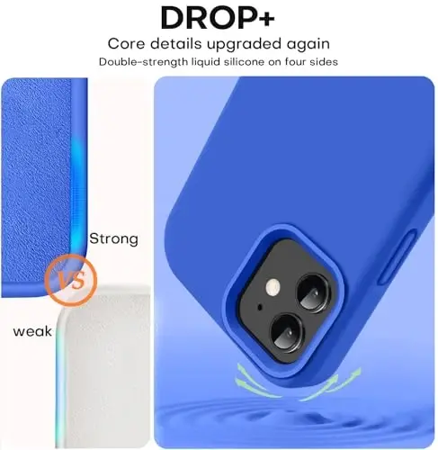 Vooii Compatible with iPhone 12 Case/iPhone 12 Pro Case, Liquid Silicone Upgrade [Soft Anti-Scratch Microfiber Lining] [Shockproof Drop Protection] Phone Case 6.1 inch - Klein Blue - 4