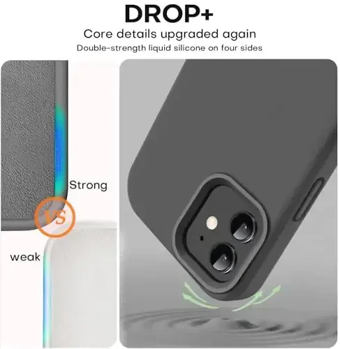 Vooii Compatible with iPhone 12 Case/iPhone 12 Pro Case, Liquid Silicone Upgrade [Soft Anti-Scratch Microfiber Lining] [Shockproof Drop Protection] Phone Case 6.1 inch - Dark Grey - 4