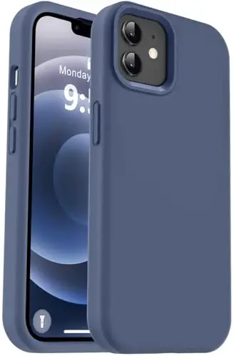 Vooii Compatible with iPhone 12 Case/iPhone 12 Pro Case, Liquid Silicone Upgrade [Soft Anti-Scratch Microfiber Lining] [Shockproof Drop Protection] Phone Case 6.1 inch - Navy Blue - 1