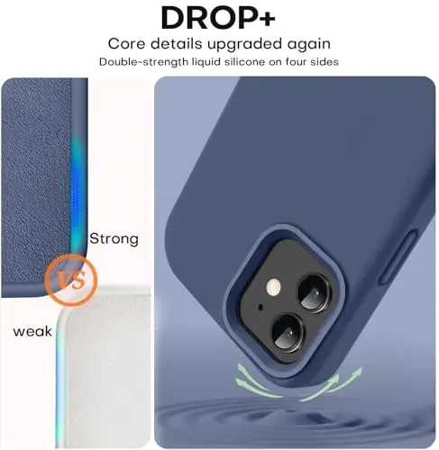 Vooii Compatible with iPhone 12 Case/iPhone 12 Pro Case, Liquid Silicone Upgrade [Soft Anti-Scratch Microfiber Lining] [Shockproof Drop Protection] Phone Case 6.1 inch - Navy Blue - 4