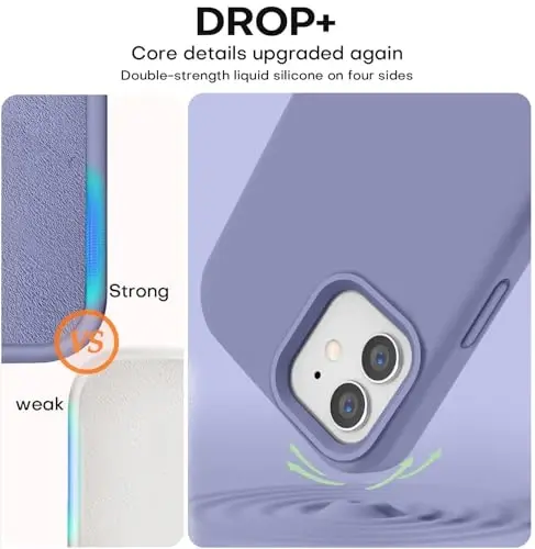 Vooii Compatible with iPhone 12 Case/iPhone 12 Pro Case, Liquid Silicone Upgrade [Soft Anti-Scratch Microfiber Lining] [Shockproof Drop Protection] Phone Case 6.1 inch - Lavender Grey - 4