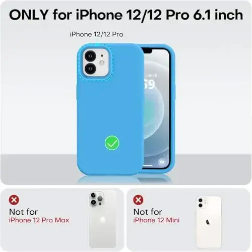 Vooii Compatible with iPhone 12 Case/iPhone 12 Pro Case, Liquid Silicone Upgrade [Soft Anti-Scratch Microfiber Lining] [Shockproof Drop Protection] Phone Case 6.1 inch - Blue - 5