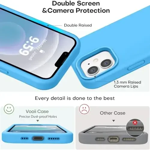 Vooii Compatible with iPhone 12 Case/iPhone 12 Pro Case, Liquid Silicone Upgrade [Soft Anti-Scratch Microfiber Lining] [Shockproof Drop Protection] Phone Case 6.1 inch - Blue - 3