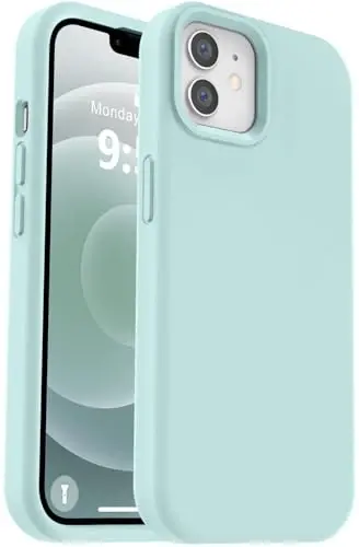 Vooii Compatible with iPhone 12 Case/iPhone 12 Pro Case, Liquid Silicone Upgrade [Soft Anti-Scratch Microfiber Lining] [Shockproof Drop Protection] Phone Case 6.1 inch - Mint - 1