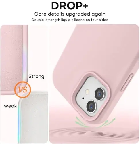 Vooii Compatible with iPhone 12 Case/iPhone 12 Pro Case, Liquid Silicone Upgrade [Soft Anti-Scratch Microfiber Lining] [Shockproof Drop Protection] Phone Case 6.1 inch - Pink Sand - 4