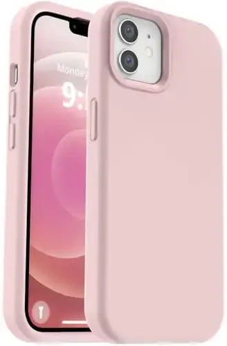 Vooii Compatible with iPhone 12 Case/iPhone 12 Pro Case, Liquid Silicone Upgrade [Soft Anti-Scratch Microfiber Lining] [Shockproof Drop Protection] Phone Case 6.1 inch - Pink Sand 