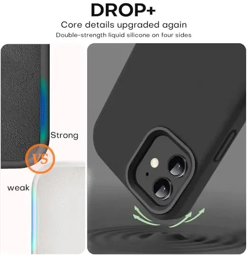 Vooii Compatible with iPhone 12 Case/iPhone 12 Pro Case, Liquid Silicone Upgrade [Soft Anti-Scratch Microfiber Lining] [Shockproof Drop Protection] Phone Case 6.1 inch - Black - 4