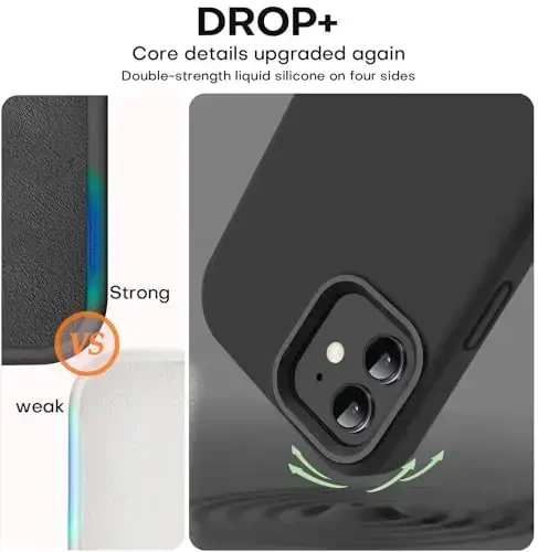 Vooii Compatible with iPhone 12 Case/iPhone 12 Pro Case, Liquid Silicone Upgrade [Soft Anti-Scratch Microfiber Lining] [Shockproof Drop Protection] Phone Case 6.1 inch - Black - 4