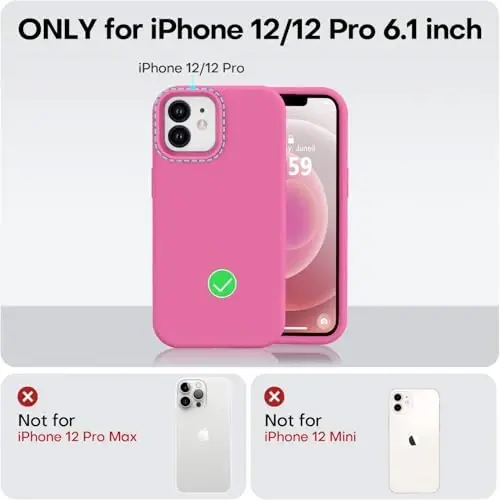 Vooii Compatible with iPhone 12 Case/iPhone 12 Pro Case, Liquid Silicone Upgrade [Soft Anti-Scratch Microfiber Lining] [Shockproof Drop Protection] Phone Case 6.1 inch - Pitaya - 5