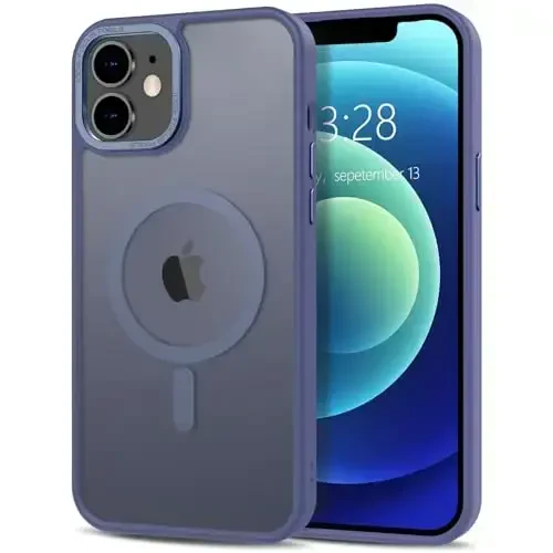 Anuck Case for iPhone 12 Mini Case Magnetic Phone Case Compatible with MagSafe, Soft TPU Bumper Hard Translucent Matte Back Slim Fit Shockproof Protective Cover for Men Women Girls - Blue - 12