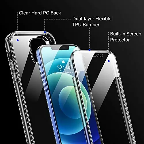Diaclara Designed for iPhone 12 Mini Case, Full Body Rugged with Built-in Touch Sensitive Anti-Scratch Screen Protector, Soft TPU Bumper Case for iPhone 12 Mini 5.4