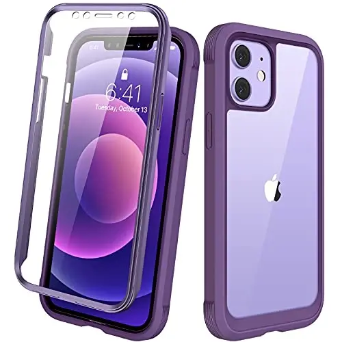 Diaclara Designed for iPhone 12 Mini Case, Full Body Rugged with Built-in Touch Sensitive Anti-Scratch Screen Protector, Soft TPU Bumper Case for iPhone 12 Mini 5.4