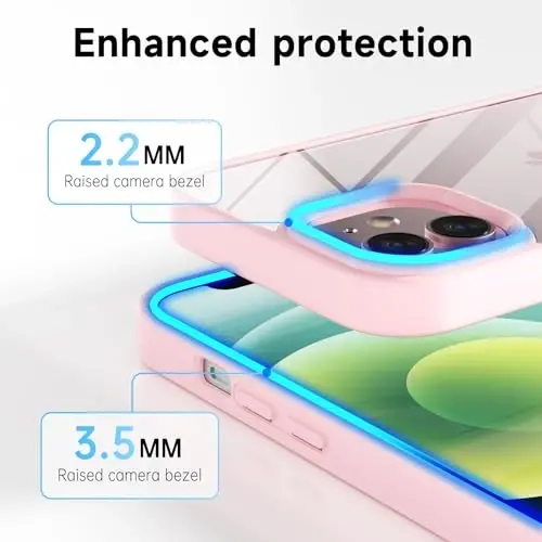 LoeoeL for iPhone 12 Mini Case Clear, Transparent Hybrid 12 Mini Phone Case [Hard Plastic & Soft Silicone Bumper] Acrylic Non Yellowing Thin Slim Protective Cover for Women, Light Pink - 5