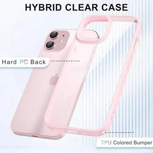 iPhone 12 Mini için LoeoeL Kılıfı Şeffaf, Şeffaf Hibrit 12 Mini Telefon Kılıfı [Sert Plastik ve Yumuşak Silikon Tampon] Akrilik Sararmayan İnce Koruyucu Kapak Kadınlar için, Açık Pembe - 3