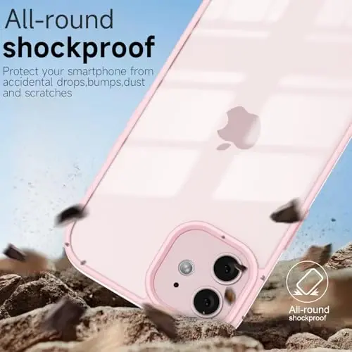 iPhone 12 Mini için LoeoeL Kılıfı Şeffaf, Şeffaf Hibrit 12 Mini Telefon Kılıfı [Sert Plastik ve Yumuşak Silikon Tampon] Akrilik Sararmayan İnce Koruyucu Kapak Kadınlar için, Açık Pembe - 6