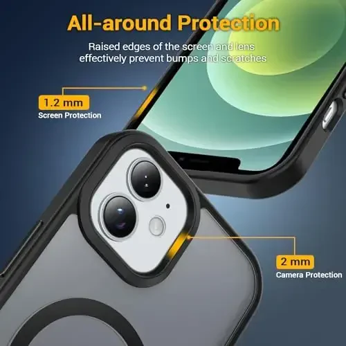 Temdan for iPhone 12 Mini Case, Compatible with Magsafe, Anti-Yellowing, Military-Grade Protection, Shockproof Slim Magnetic Phone Case Cover, Black - 4