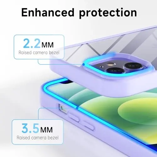 LoeoeL for iPhone 12 Mini Case Clear, Transparent Hybrid 12 Mini Phone Case [Hard Plastic & Soft Silicone Bumper] Acrylic Non Yellowing Thin Slim Protective Cover for Women, Purple Lavender - 5