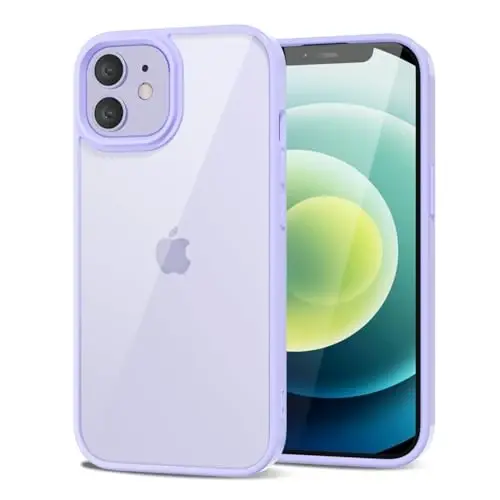LoeoeL for iPhone 12 Mini Case Clear, Transparent Hybrid 12 Mini Phone Case [Hard Plastic & Soft Silicone Bumper] Acrylic Non Yellowing Thin Slim Protective Cover for Women, Purple Lavender 