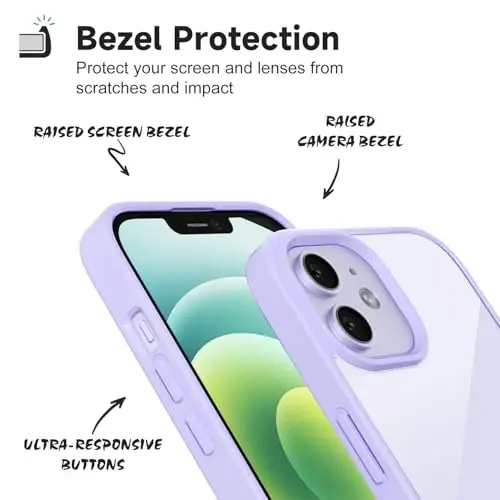 iPhone 12 Mini Kılıfı Şeffaf için LoeoeL, Şeffaf Hibrit 12 Mini Telefon Kılıfı [Sert Plastik ve Yumuşak Silikon Tampon] Akrilik Sararmayan İnce İnce Koruyucu Kapak Kadınlar için, Mor Lavanta - 4