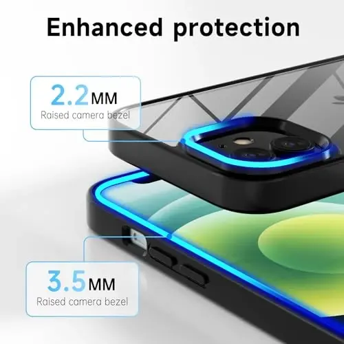 LoeoeL for iPhone 12 Mini Case Clear, Transparent Hybrid 12 Mini Phone Case [Hard Plastic & Soft Silicone Bumper] Acrylic Non Yellowing Thin Slim Protective Cover for Women, Black - 10