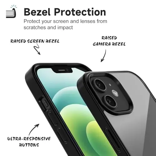 iPhone 12 Mini Kılıfı Şeffaf için LoeoeL, Şeffaf Hibrit 12 Mini Telefon Kılıfı [Sert Plastik ve Yumuşak Silikon Tampon] Akrilik Sararmayan İnce İnce Koruyucu Kapak Kadınlar için, Siyah - 4