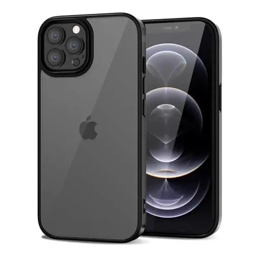 iPhone 12 Pro/ 12 için LoeoeL Kılıf Şeffaf, Transparan Hibrit 12 Pro/ 12 Telefon Kılıfı [Sert Plastik ve Yumuşak Silikon Tampon] Akrilik Sararmayan İnce Koruyucu Kadın Kapağı, Siyah - 1