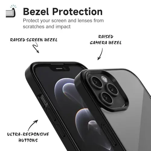 iPhone 12 Pro/ 12 için LoeoeL Kılıf Şeffaf, Transparan Hibrit 12 Pro/ 12 Telefon Kılıfı [Sert Plastik ve Yumuşak Silikon Tampon] Akrilik Sararmayan İnce Koruyucu Kadın Kapağı, Siyah - 4