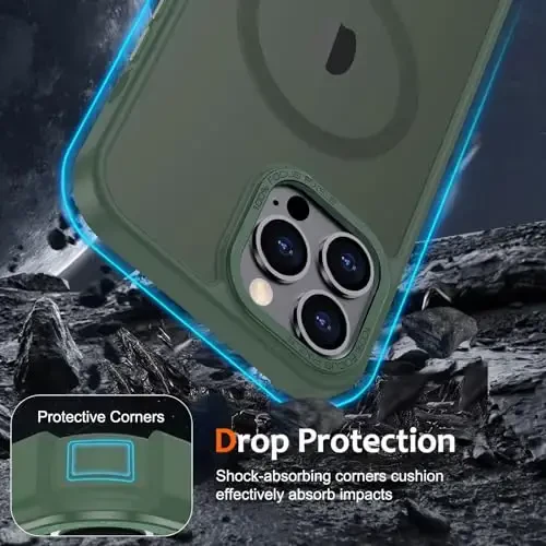 Anuck Case for iPhone 12 Pro Case Magnetic Phone Case Compatible with MagSafe, Soft TPU Bumper Hard Translucent Matte Back Slim Fit Shockproof Protective Cover for Men Women Girls - Dark Green - 4