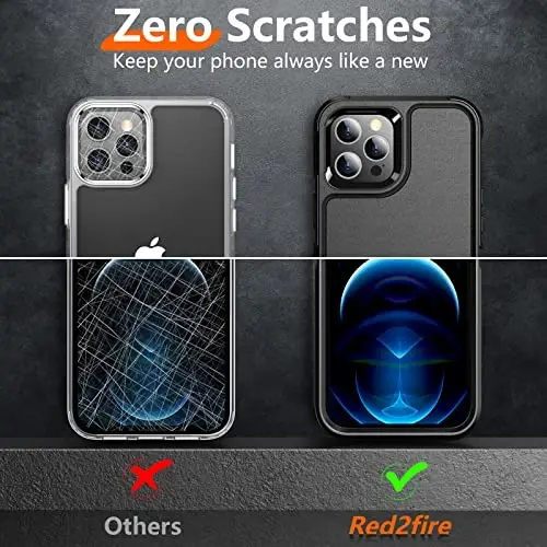 Red2Fire for iPhone 12 Pro Max Case [Military Grade Drop Protection] Non-Slip Heavy Duty Full-Body Shockproof Protection Phone Case for iPhone 12 Pro Max 6.7 inch Black - 2