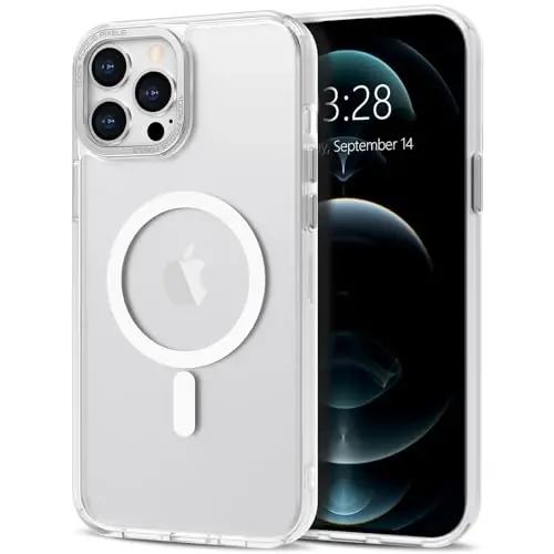 Anuck Case for iPhone 12 Pro Max Case Magnetic Phone Case Compatible with MagSafe, Soft TPU Bumper Hard Translucent Matte Back Slim Fit Shockproof Protective Cover for Men Women Girls - White - 1