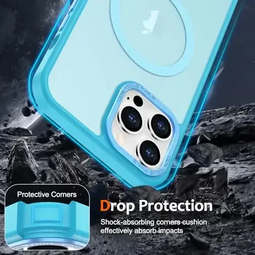 Anuck Case for iPhone 12 Pro Max Case Magnetic Phone Case Compatible with MagSafe, Soft TPU Bumper Hard Translucent Matte Back Slim Fit Shockproof Protective Cover for Men Women Girls - Lake Blue - 4