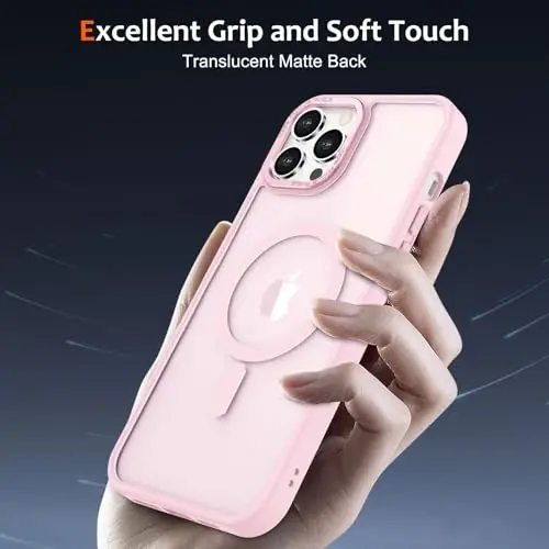 Anuck Case for iPhone 12 Pro Max Case Magnetic Phone Case Compatible with MagSafe, Soft TPU Bumper Hard Translucent Matte Back Slim Fit Shockproof Protective Cover for Men Women Girls - Tender Pink - 8